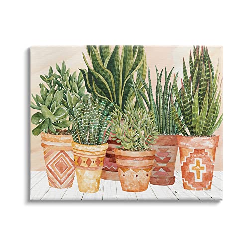 Stupell Industries Indoor Plant Scene Boho Pattern Pots Living Room,