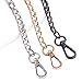 Swpeet 3Pcs Premium Polished Metal Chain Fashion 47 Inche Replacement Flat Chain Strap with Buckles Set, Perfect for DIY Metal Shoulder Cross Body Bag Hand Bag Purse Replacement（Gold+Silver+Gun-Black