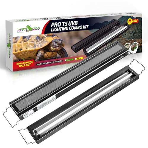 REPTI ZOO UVB Reptile Light, New Version T5 HO UVB Lighting Combo Kit, Reptile Terrarium Hood with 10.0 UVB Tube Bulb, Reptile Light Fixture 24W-22Inch by REPTI ZOO - Used condition - US$59.16