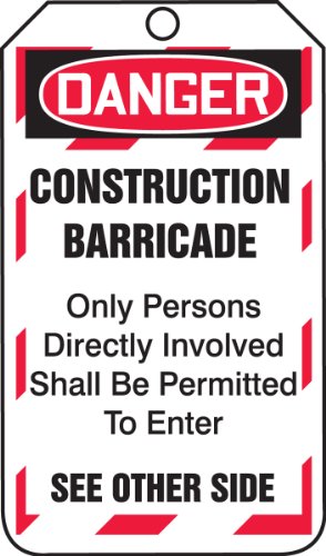 Tag de barricade danger construction en carton souple Pf-cardstock 14,6x8,3 cm lot de 25