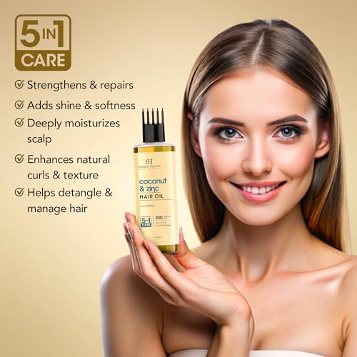 Image of Botanic Hearth Coconut & Zinc Pyrithione Hair Oil with Neem - 150ml - Soothes Scalp, Controls Dandruff, Nourishes & Hydrates for Healthy Hair