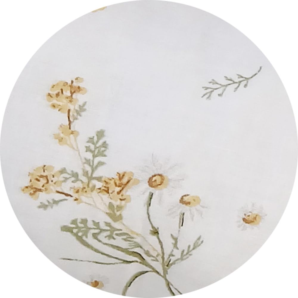 Bettschlange, 150-400 cm, Weiche Bettrolle und Seitenschläferkissen, Baumwolle mit Blumenmuster, Weiß-Gelb (400 cm)