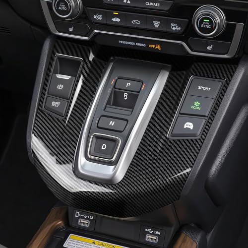 Image of Hybrid Gear Shift Panel Decals for Honda CRV 2017 2018 2019 2020 2021 2022 Accessories CR-V ABS Carbon Fiber Interior Stickers