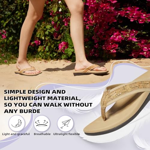 Image of MEGNYA Womens Orthotic Flip Flops, Plantar Fasciitis Sandals for Flat Feet with Arch Support Thong Style Flip Flops, Comfortable Walking Sandals for Beach, Vacation