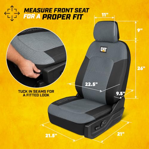 Image of CAT MeshFlex Seat Covers Full Set for Full-Size Pickup Trucks Only - Gray | Front Bucket Seat Covers & 60 /40 Split Rear Bench Protector - Interior Accessories For F-150, Silverado, Ram, Sierra & Tundra