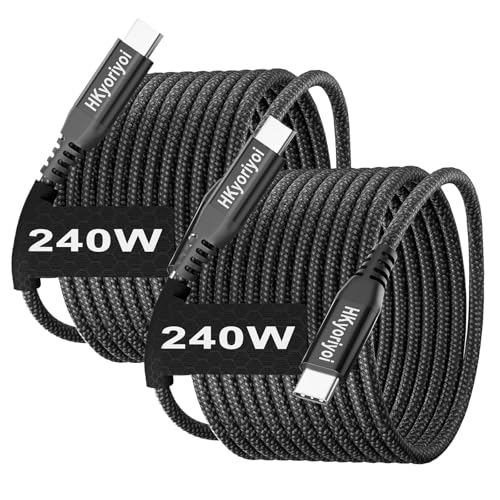 240W USB C to USB C Cable, [2-Pack 6FT] PD3.1 Fast Charger Cable