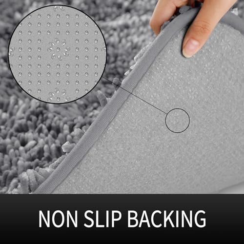 Image of Yimobra Large Bathroom Rug Non Slip 36x24 Inch, Extra Thick Soft Absorbent Chenille Bath Mat, Machine Washable Bath Rugs for Bathroom Floor, Tub and Shower, Home Decor Accessories, Light Purple Grey