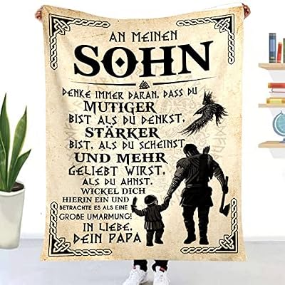 COITROZR Blanket to Grandpa and Grandchildren, German Letters of Grandpa and Grandson Cuddly Blanket, opas, Fluffy Soft Personalized German Letter Ceiling, Wrinkle-Resistant and Anti-d