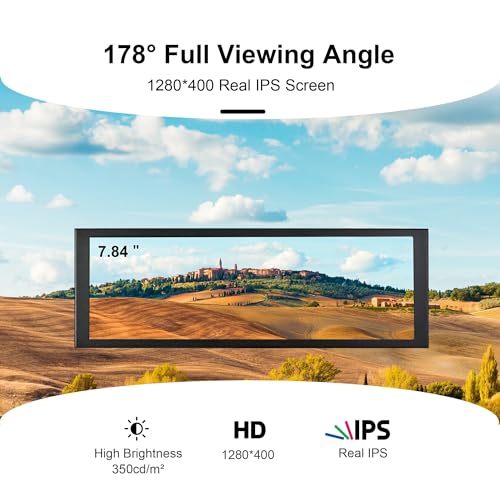 Image of wisecoco 7.84 Inch Mini Monitor HD IPS 1280x400 Secondary Screen Stretched Bar LCD Display with Casing for Laptop Computer Speed Temperature Windows Aida64 CPU GPU Monitoring