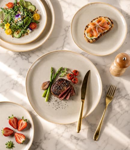 Image of AmorArc Ceramic Dinnerware Sets for 8, 24Pcs Plates and Bowls Sets Dishes | Stoneware Handmade Reactive Glaze Dinner Set, Highly Scratch Resistant | Dishwasher & Microwave Safe Dishware