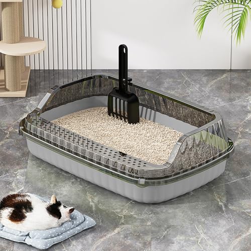Arenero semi cerrado para gatos con borde alto y pala miniatura 5