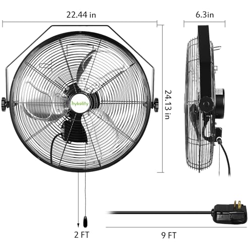 5400 CFM 20 in. Outdoor Wall Mount Fan, 3-Speed Industrial Grade High Velocity Outdoor Fans, Waterproof Wall Fan for Patio, Garage, Commercial, and Gazebo - UL Listed - Image 7