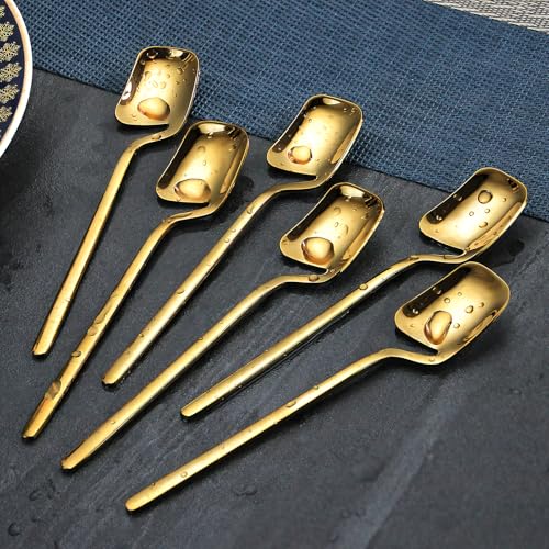 IQCWOOD Gold Coffee Spoons with Cup Hook