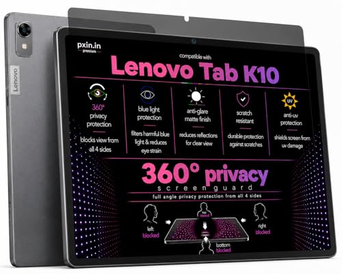 Image of Pxin 360 Pro Privacy Screen guard compatible with Lenovo Tab K10 | Anti Glare | Anti UV | Anti Blue | Anti Reflection | Privacy Filter | Unbreakable Build