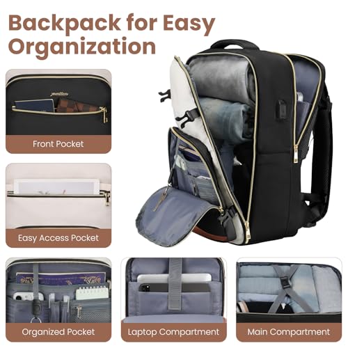 Image of YAMTION Luggage Sets 6 Piece,Hardside 20In Suitcase with Spinner Wheels,TSA Lock,Carry On Suitcase Travel Essentials for Personal Items,Black Beige
