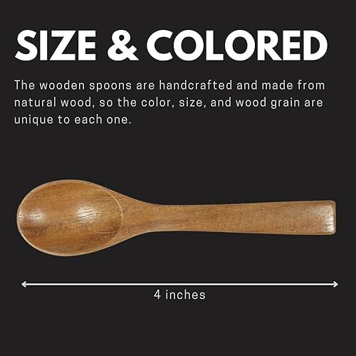 Miniatura 3 de NUTTA - Cucharas pequeñas de madera para cocinar, condimentos de miel, pimienta, azúcar, sal, té, café, helado (10 piezas)