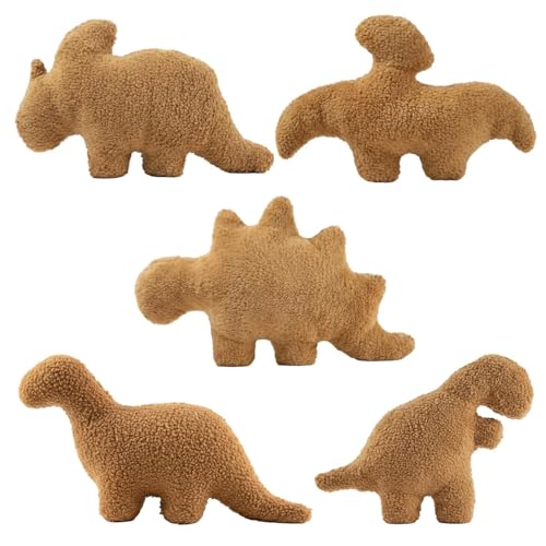 PjuQow 5-teiliges Dinosaurier-Kuscheltier-Set Relaxo Kuscheltier Chicken Nuggets Kissen Plüschtiere Weiches Spielzeug Für Kinder 3-8 Jahre Ideale Reisebegleitung Und Schlafkissen