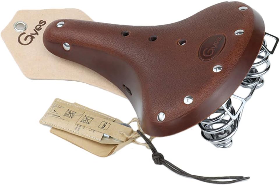 UNISTRENGH Saddles Vintage Classic Comfort Genuine Leather Bicycle Cycling Saddle Seat with Springs MTB Bike Fixie