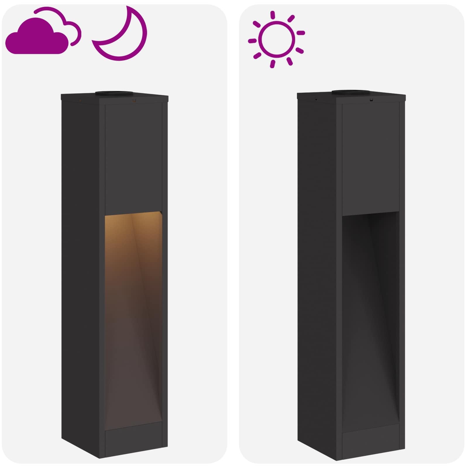 vidaXL Solar LED Wegeleuchte 2 STK. Warmes Weiß 18 x 18 x 80 cm