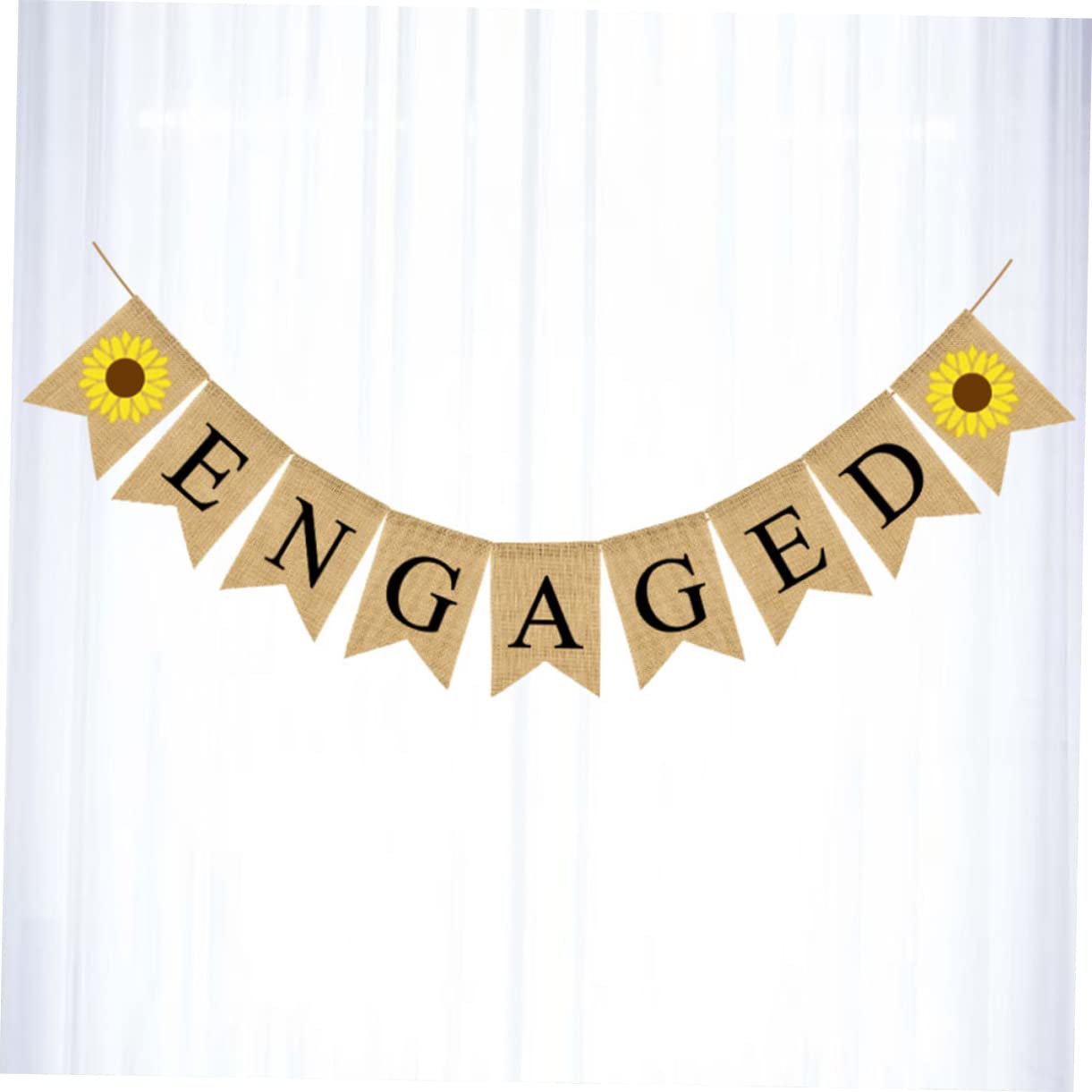 Abaodam 3stücke Hochzeitsfeier Wimpelkette Set Vintage Sackleinen Banner Mit Sonnenblumen Party Dekoration Für Hochzeiten Feiern Als Fotodekoration Festatmosphäre Partybedarf Für