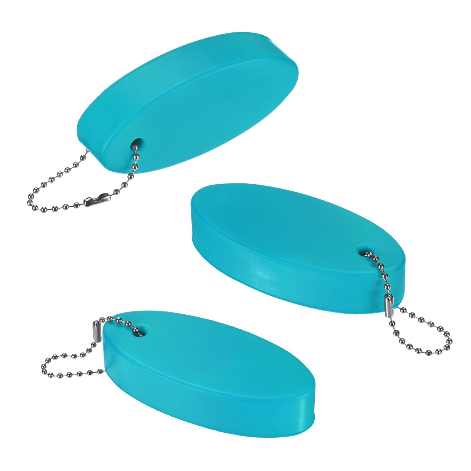 M METERXITY 3-Pack Floating Key Chain for Boating, Waterproof Bright Color Key Rings for Outdoor Water Sport/Fishing/Surfing/Sailing, Oval Shaped PU Foam Floating Keychains [Peacock Blue]