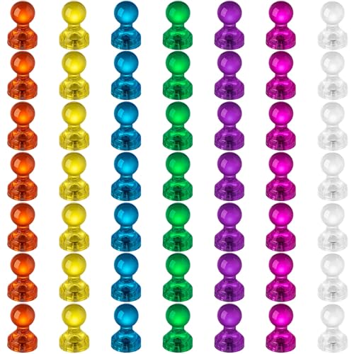 JYSNOW 49 Stück Magnete für Magnettafel, Bunten Neodym Magnete Extra Stark, 11 x 17 mm Kleine Magnet, Mini Starke Kühlschrankmagnete, Magneten für Whiteboard Pinnwand Kühlschrank (7 Farben)