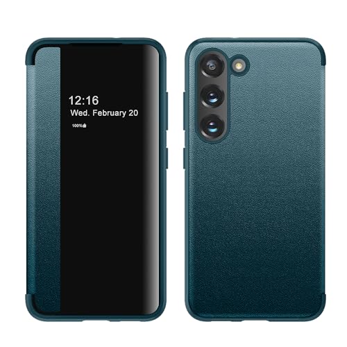 ZORSOME for Samsung Galaxy S23 Smart Clear View Cover,Ultra Slim Leather Flip Protective Cover for Samsung Galaxy S23,Black