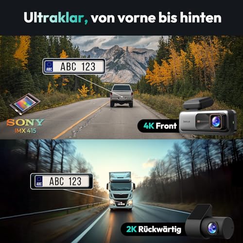 BOTSLAB 4K STARVIS Dashcam Auto Vorne Hinten, WiFi Autokamera Dashcam mit GPS, ADAS...