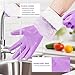 Elgood Reusable Long Sleeve Dishwashing Cleaning Gloves with Latex Free,Cotton Lining,Kitchen Gloves 2 Pairs,Purple+Blue M