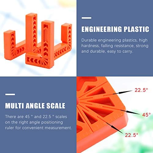 Glarks 4Pcs 3"/80mm 90 Degree Positioning Squares, Right Angle Corner Clamps for Woodworking, Picture Frames, Boxes, Cabinets or Drawers, L-Type Right Angle Ruler, Carpenter Tool (3''/80mm)