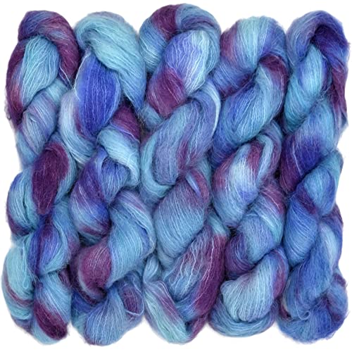Living Dreams Suri Sensation. Non-Itchy, Super-Soft Brushed Suri Alpaca Lace Yarn. Usa Hand Dyed. 1 Skein, Bluebells #TOP28