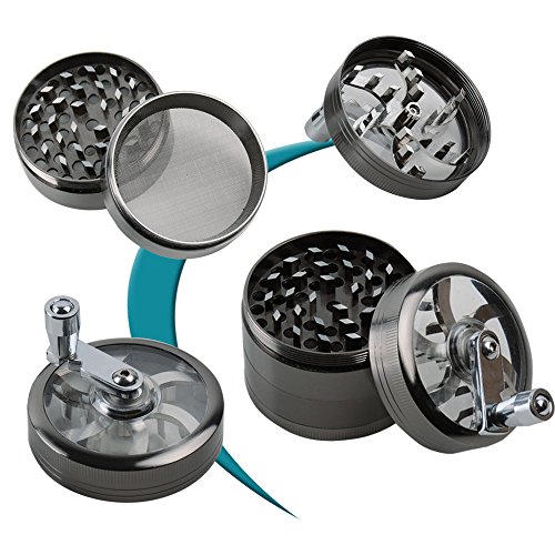 QUMAO 4 Onderdelen Grinder Kruid Grinder met Hand Crank Aluminium Pocket Crusher Mill met Sifter - Image 4