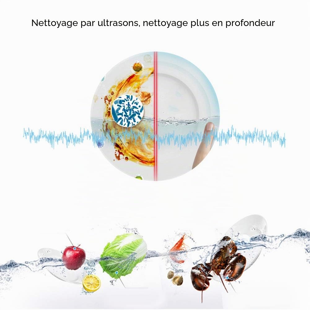 Mini Lave-Vaisselle à Ultrasons USB pour la Maison, Machine à Laver la Vaisselle de Cuisine Multifonctionnelle et Portable (Bleu)
