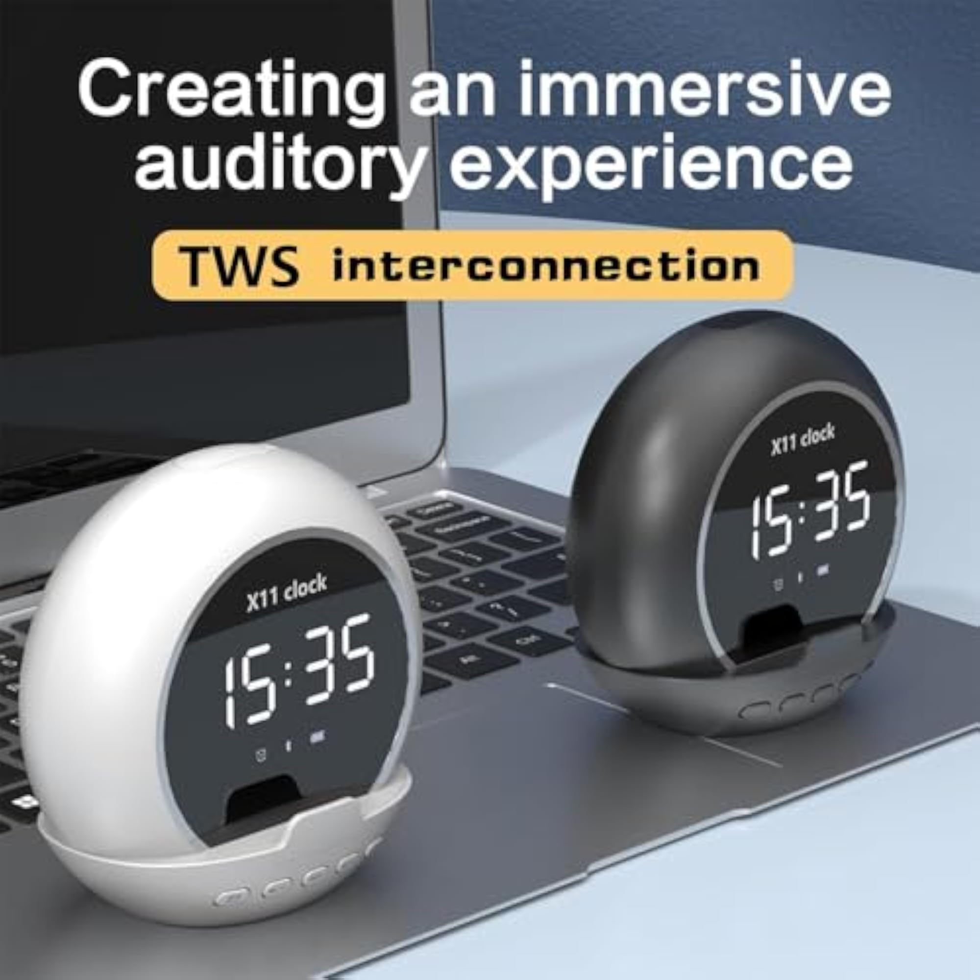 Digital Alarm Clock with Bluetooth Speaker