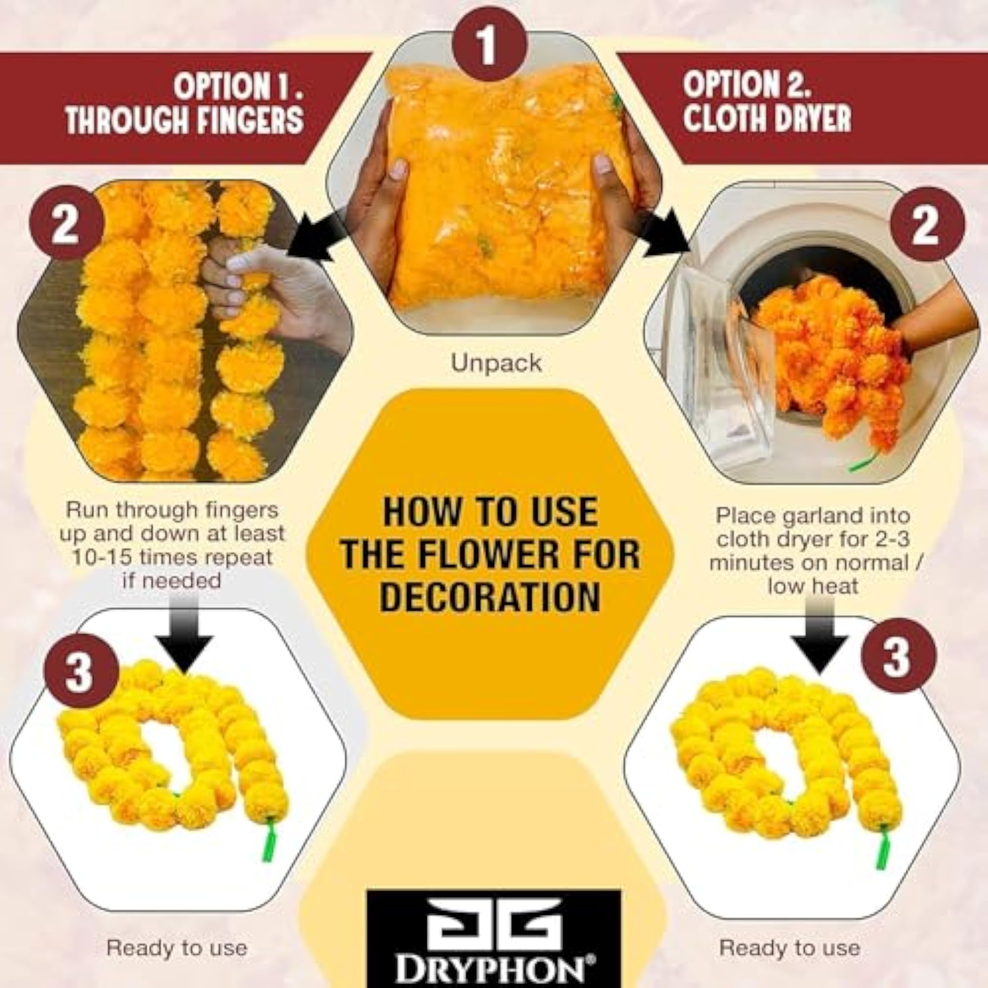 Pack of 2 Artificial Marigold Hanging Garlands