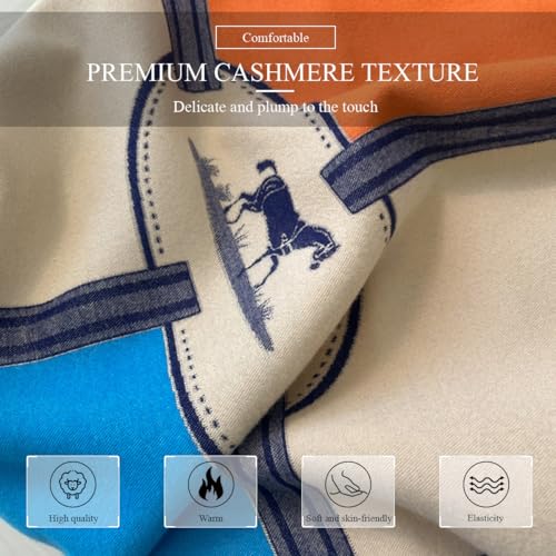 Winter Scarf Cashmere Shawl Women Color Blocked Horse Pattern Reversible Scarf With Tassel Pashmina Shawls And Wraps3