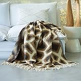 Authentic African Made Giraffe Print Throw or Blanket Ultra Soft and Machine Washable - (Ivory and Brown 55' x 71')