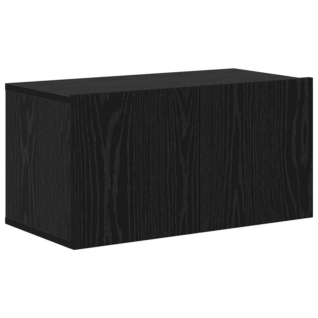 Set 2 Mobili TV da Parete RovereNero Legno Ingegnerizzato | Coppia di pensili sospesi per soggiorno,ideali per ottimizzare lo spazio e organizzare decoder e accessori.