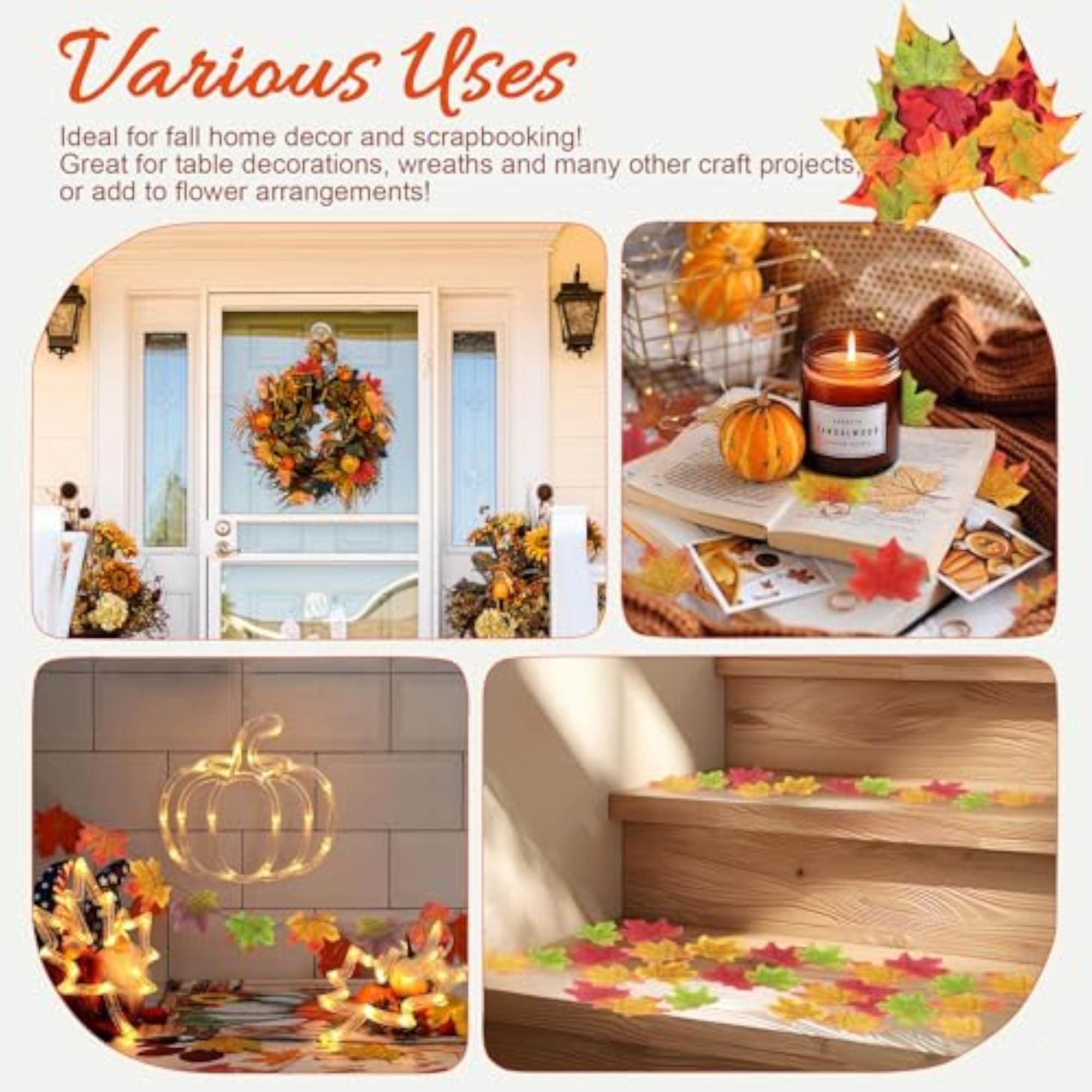 200 Pieces Fall Leaves for Crafts, Autumn Decor