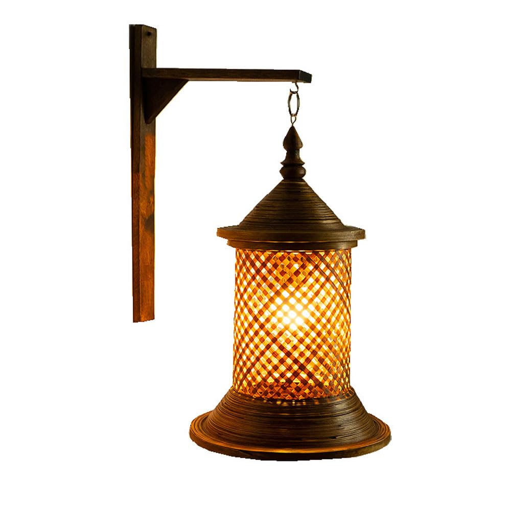 SXSCARKX Wall Mounted Light Individual Bamboo Outdoor Lamp Vintage Southeast Asian Old Corridor Aisle Garden Courtyard Decorative Sconce Country Farm Restaurant Teahouse Lanter