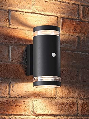 Auraglow PIR Motion Sensor Double Up & Down Outdoor Wall Security Light - Anthracite Grey - Warm White
