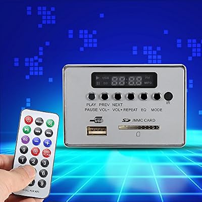 MP3 Decoder, DC 12V Bluetooth MP3 Decoder Board Audio Module USB SD TF FM Radio Lossless WMA/WAV(12V Bluetooth Black Edition)