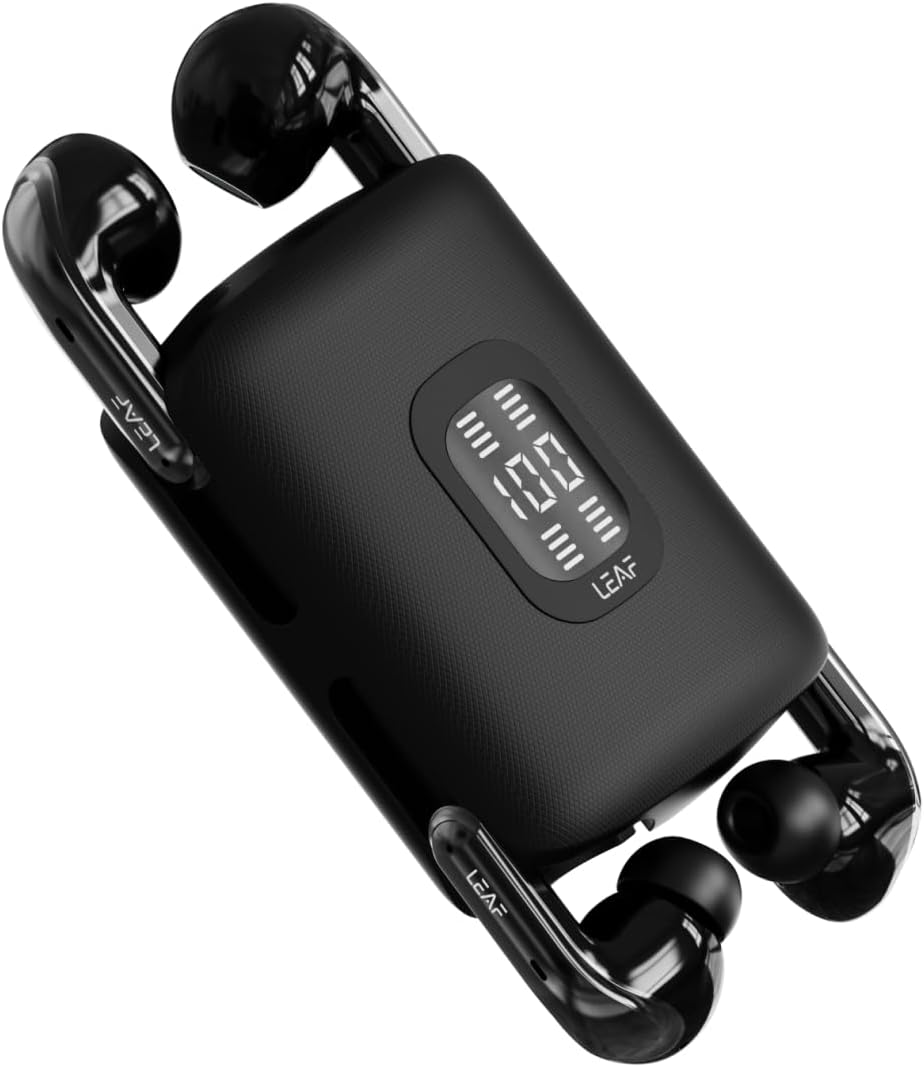 Leaf Buds X714 True Wireless 4 in 1 Earbuds with ANC, AI Sound App, 70H Playtime, Active Noise Cancellation (30dB), Fast Charge(10min=5Hr), Quad Mic ENC, 13m Driver, Bluetooth v5.4 TWS (Carbon Black)