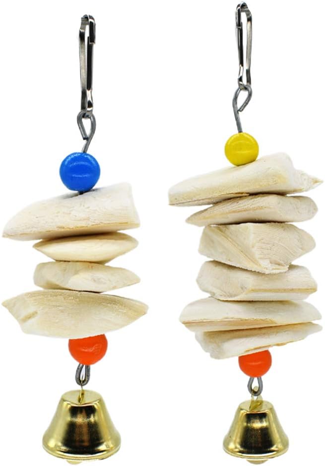TEHAUX Cuttlebone Toys for Birds- 2 Pack Parrot Toys Chewing Bird Toy Cuttlebone Beak Grinding Cage Hanging Bell Toys for African Greys…