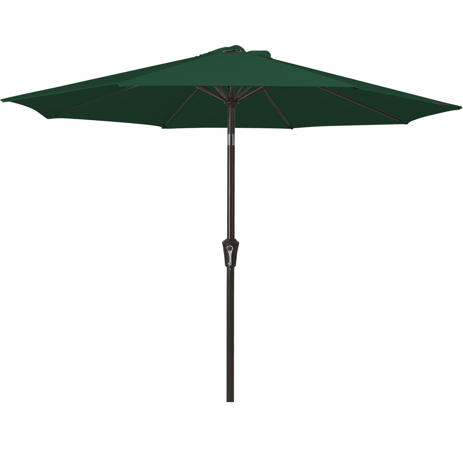 meway 9ft patio umbrella outdoor table umbrellas with push button tilt and crank, market umbrella 8 sturdy ribs for deck, garden, pool and backyard, dark green