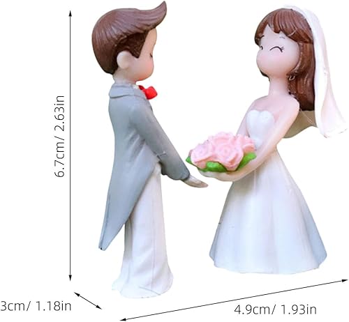 Miniatura 2 de SAFIGLE Adornos de muñeca de pareja de boda de 1.9 pulgadas, figuras de novia y novio, adornos de resina para decoración de mesa de fiesta de boda