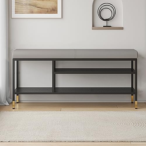 Étagère à chaussures pour placard avec banc de rangement et pouf intégré pour le salon