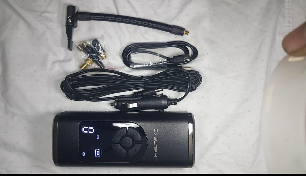HELTEKO 2023 New Portable Air Compressor Tire Inflator, 6000 MAh 1.5X