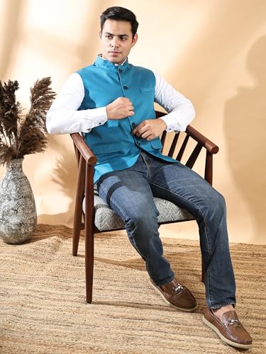 Image of Ethluxis Men's Designer Solid Nehru Jacket /Waist Coat /Bandhgala