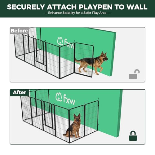 Image of FXW Rollick Dog Playpen with Fence-to-Wall Anchors, 45 inchH, 8 Panels